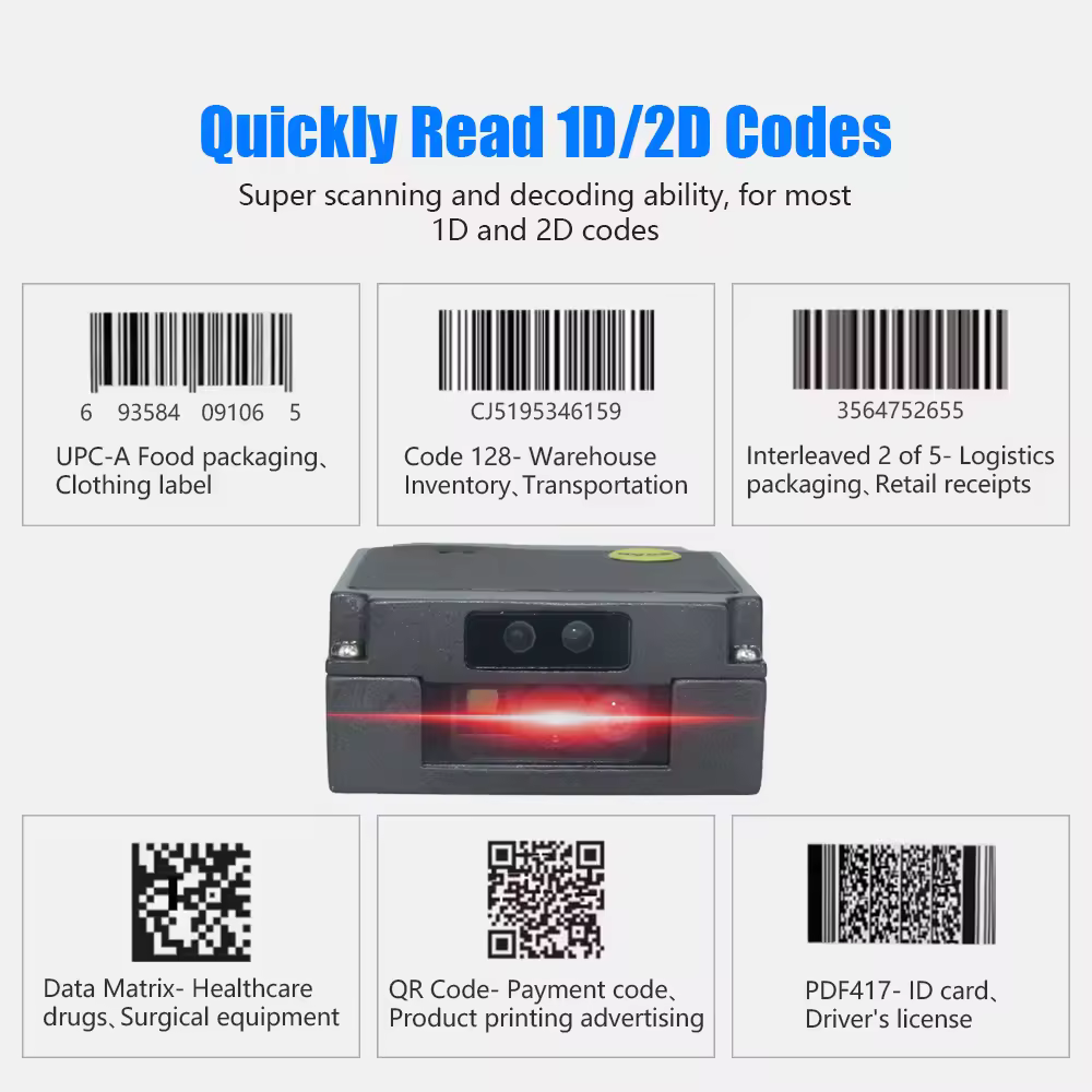 Máy quét mã vạch dạng Mô-đun Mini dùng dây YHD-M200D quét siêu nhạy, quét được tất cả các mã - Hàng Nhập Khẩu