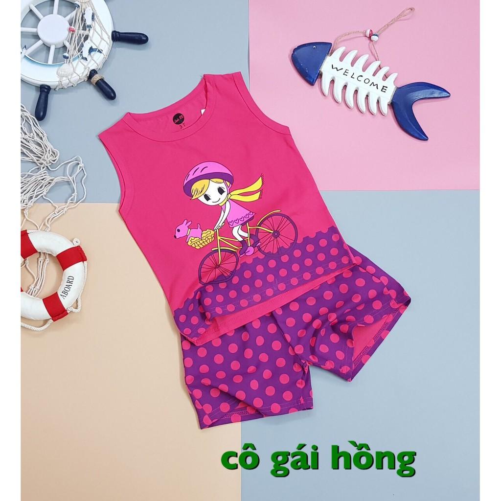 SÉT BỘ THUN BÉ GÁI BA LỖ IN HÌNH NGỘ NGHĨNH