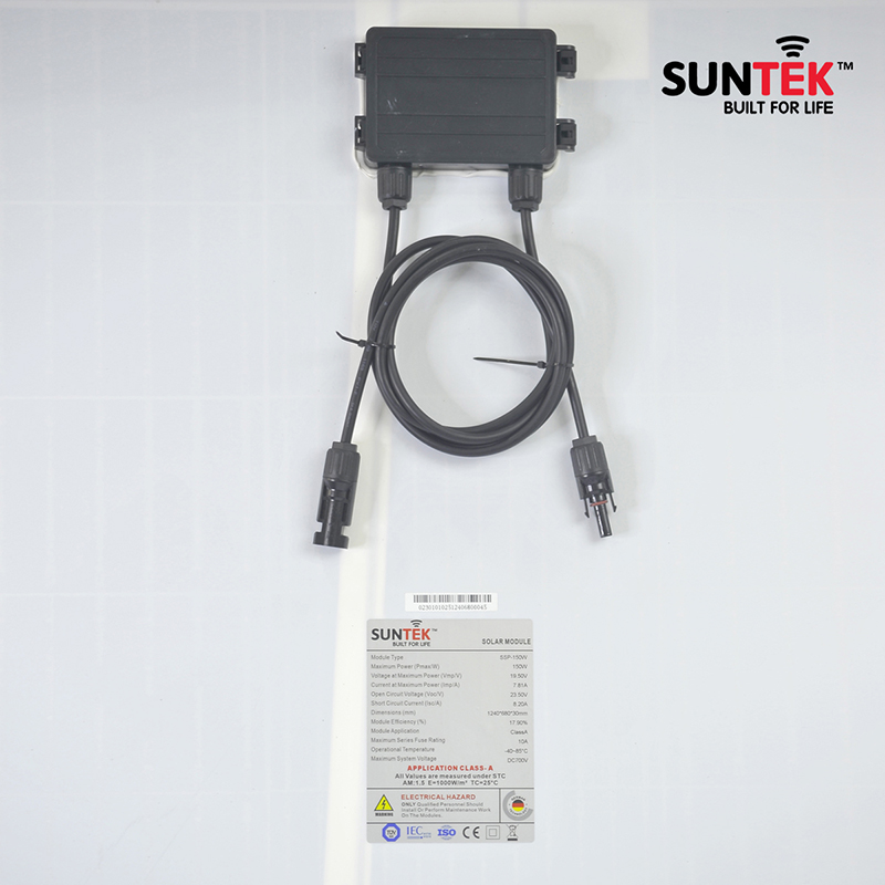Tấm Pin Mono Năng Lượng Mặt Trời SUNTEK SSP-150W/19V 12BB - Hàng Chính Hãng - Bảo hành 12 năm