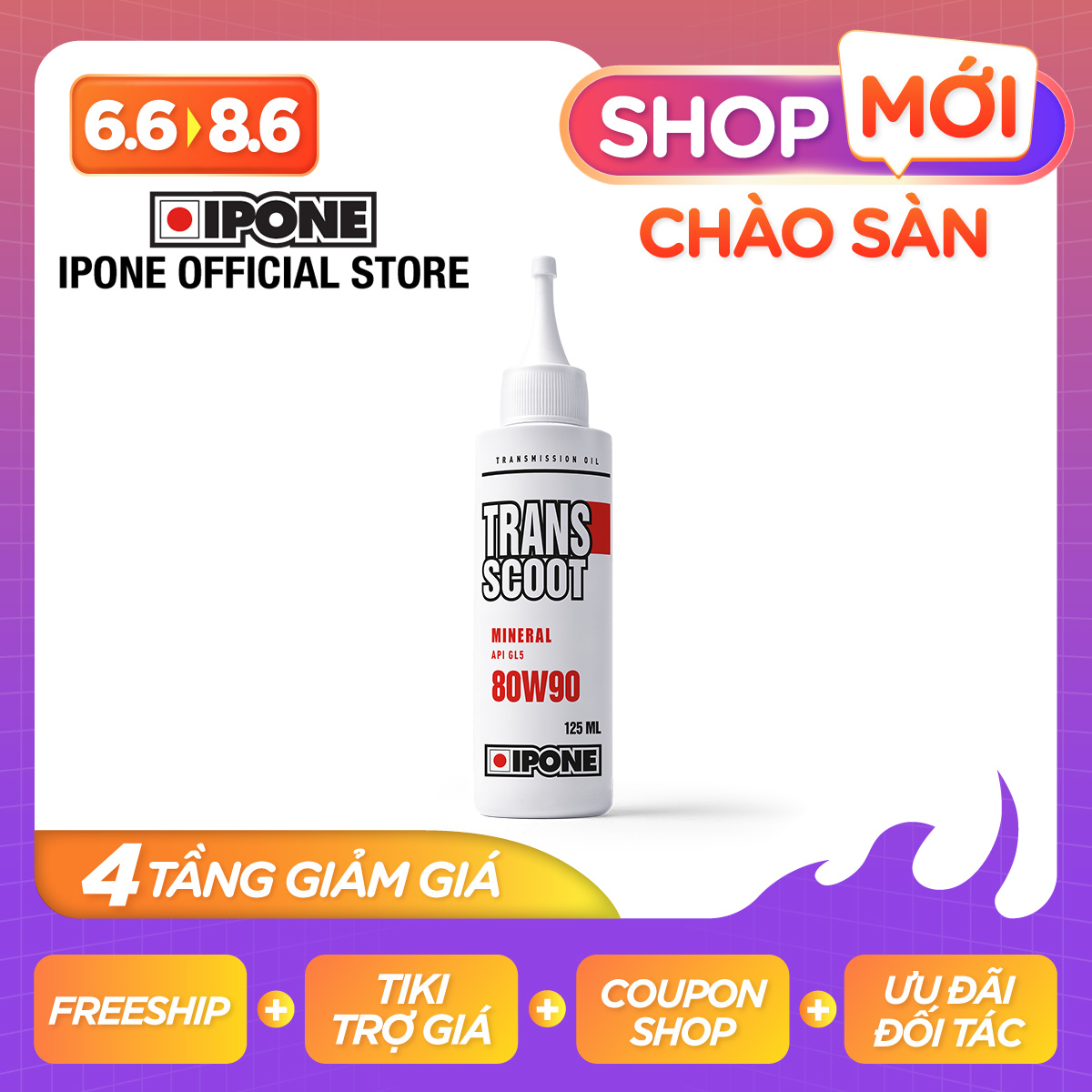 Nhớt Láp Hộp Số Tay Ga Ipone Transcoot Dose 80W-90 (125ml) - Hàng Chính Hãng