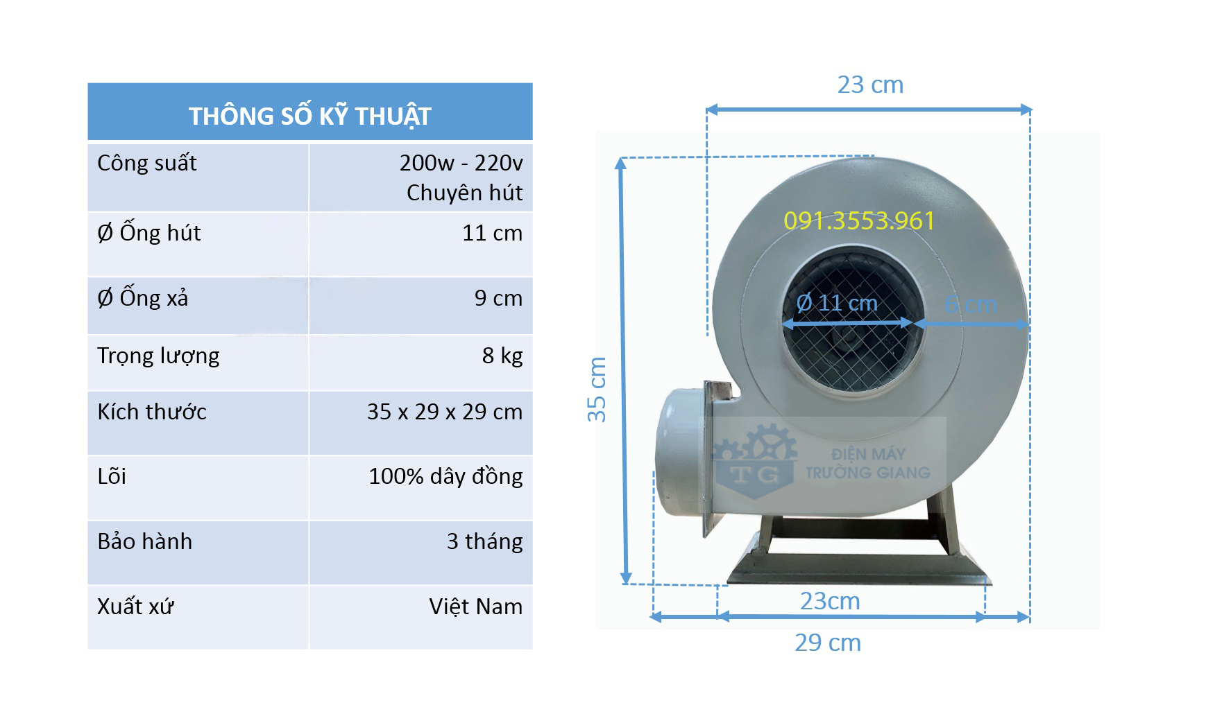 Quạt hút gió hình sên 200w - Quạt hút mùi, thông gió lưu lượng lớn - Chuyên dùng cho nhà xưởng, bếp công nghiệp