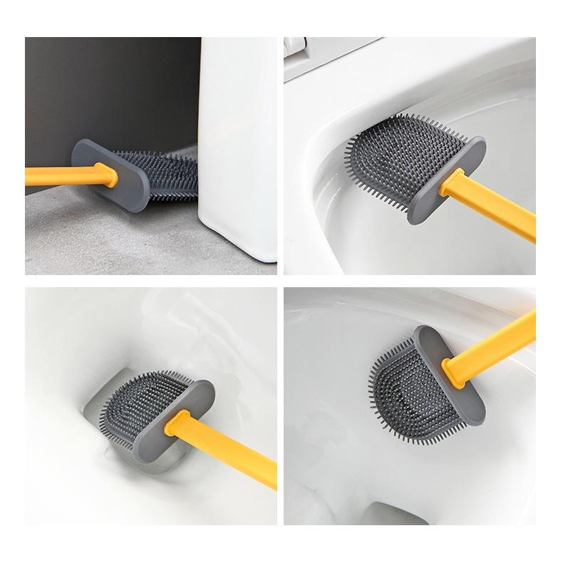 Cọ Bồn Cầu Toilet Silicon Mẫu Đám Mây, Bàn Chải Silicon Chà Rửa Vệ Sinh Nhà Tắm Kèm Miếng Dán Treo Tường