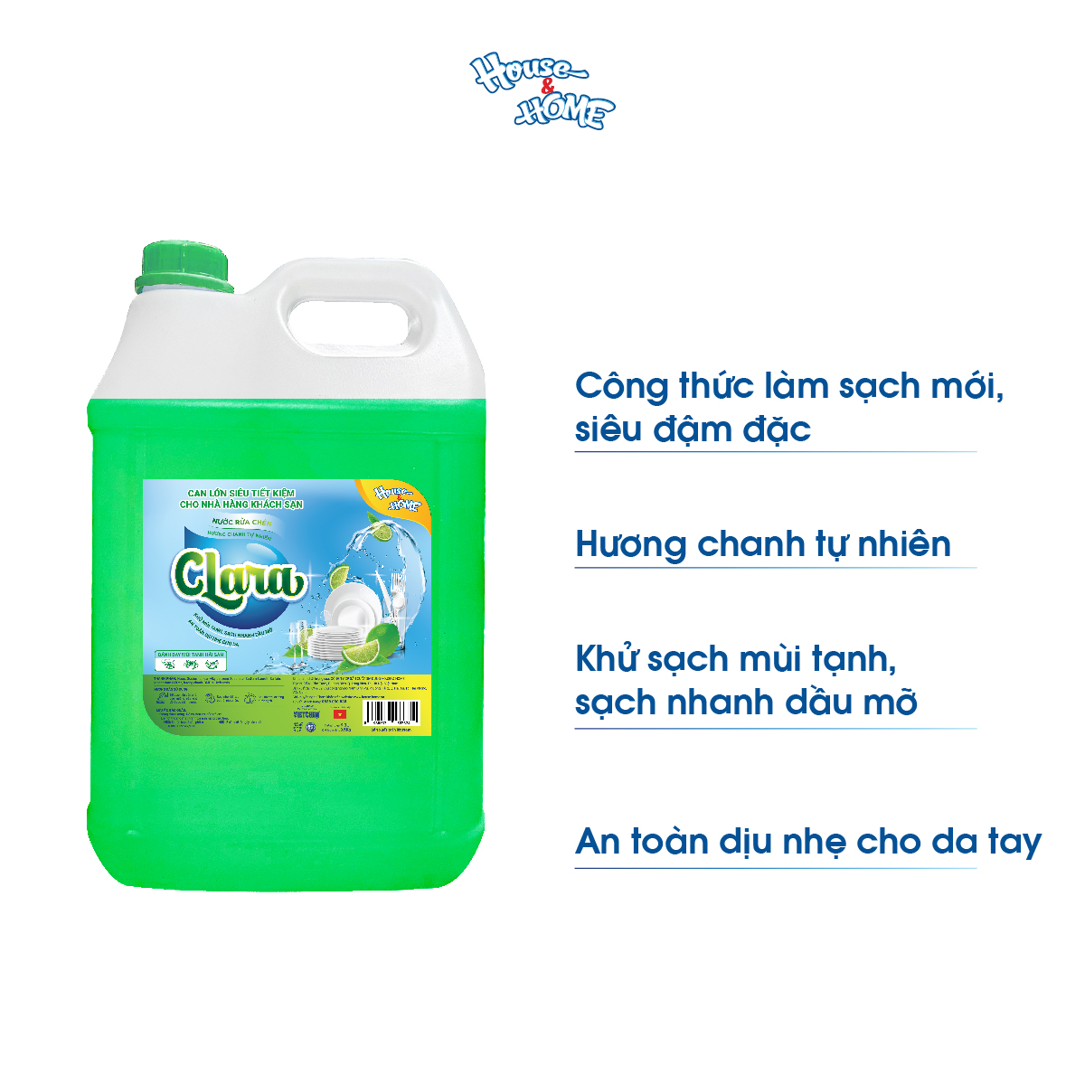 Nước rửa chén bát Clara tinh chất hương chanh can 9,5kg