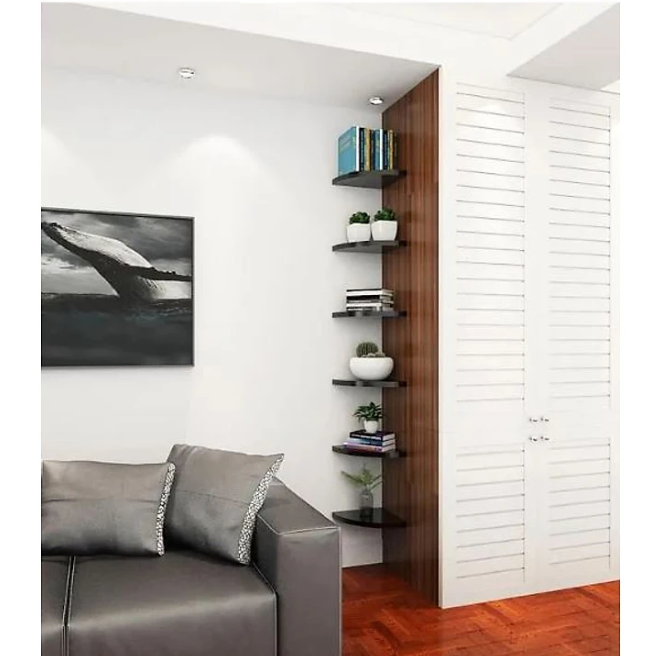 Bộ 3 Kệ Trang Trí Treo Góc Tường Tundo Hình Cung Tròn (Không Cần Khoan Tường) KT 28x 28x1.8cm