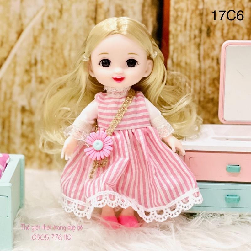 Set búp bê barbie dễ thương 17cm BJD kích thước 1/8 xinh xắn bao gồm áo quần đồ chơi cho bé gái