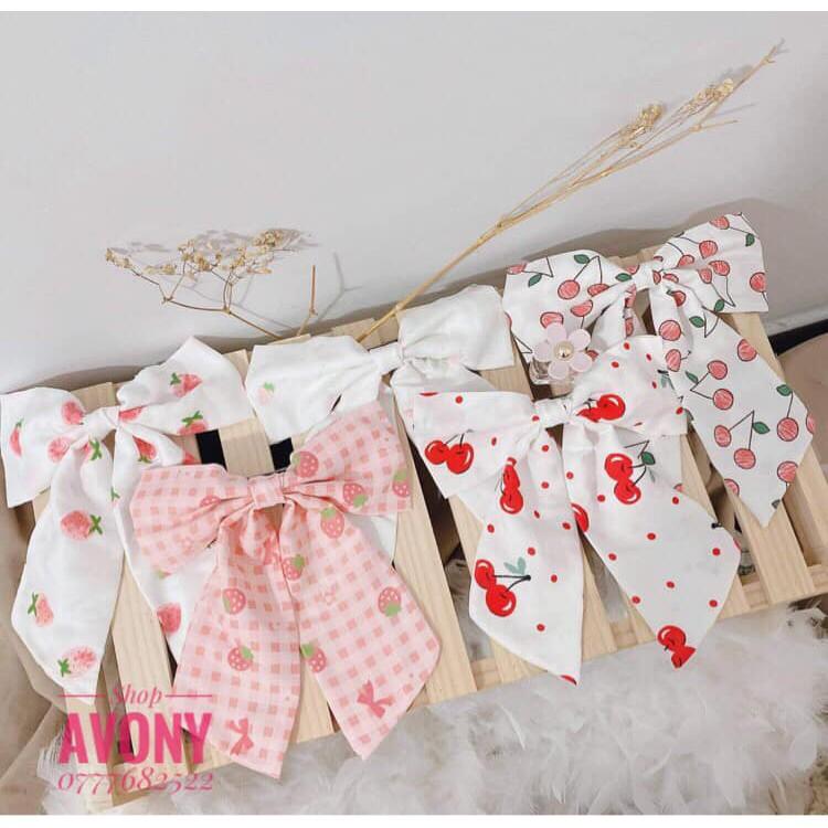 Kẹp tóc - Cột tóc tua dài in hoạ tiết trái cây