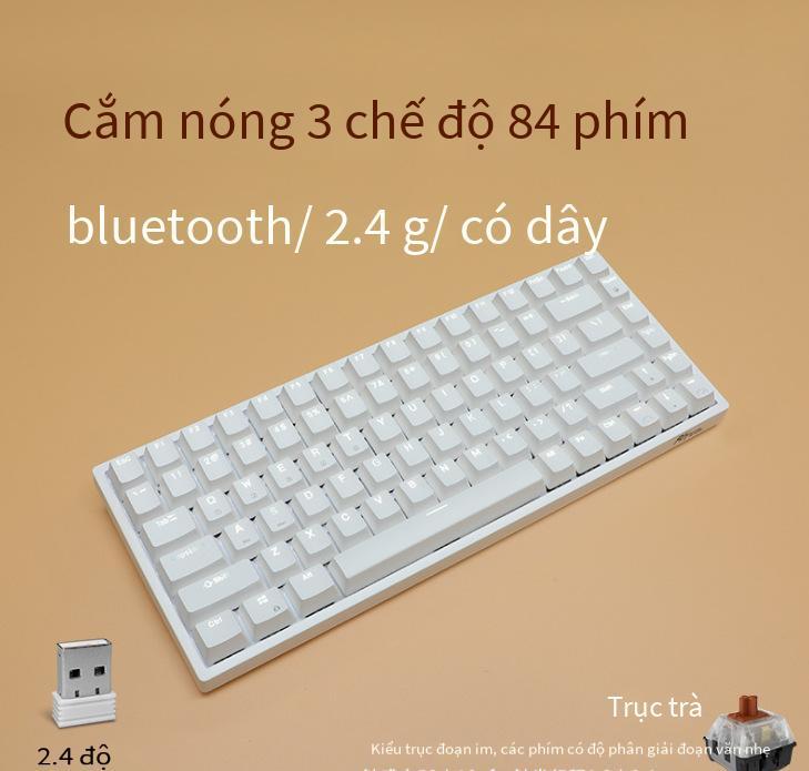 Phong cách mới nhất cung cấp bàn phím cơ ba chế độ không dây bluetooth 84 phím 84 phím trục xanh trục trà trục đỏ Amazon