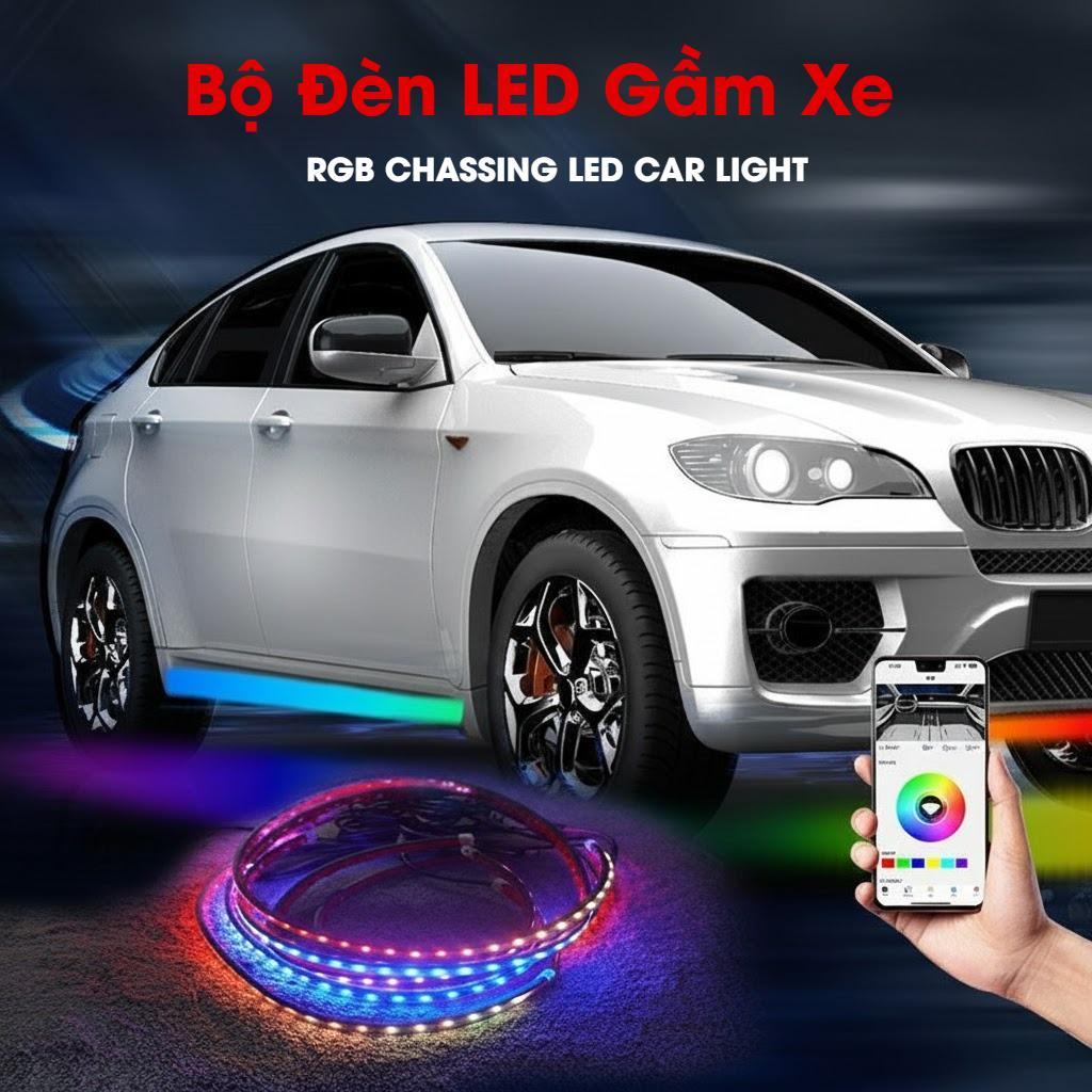 Bộ Đèn LED Gầm Xe ô tô,Dải Đèn Led RGB Điều Khiển Bằng APP Hoặc Remote Chống Nước Độ Bền Cao