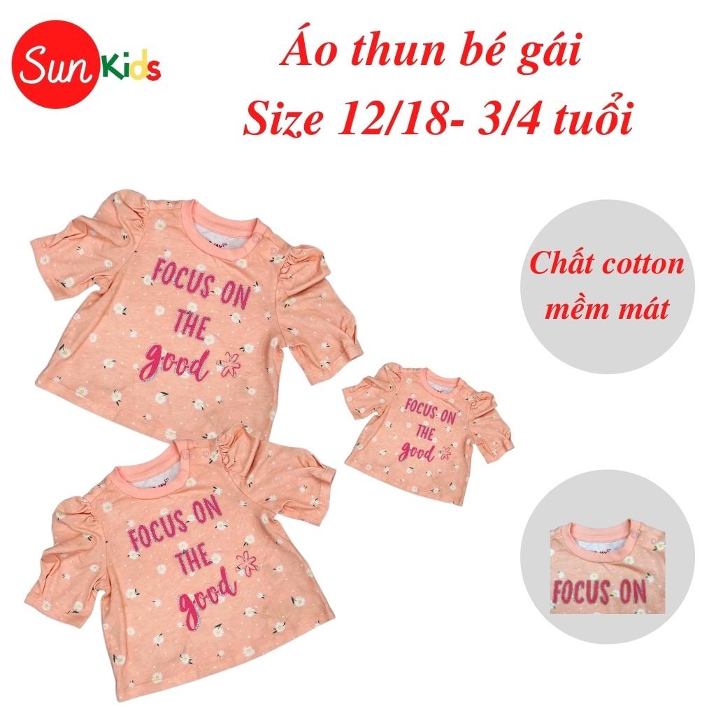 Áo thun cho bé gái, áo phông bé gái chất cotton mềm mát, size 12m - 3/4 tuổi - SUNKIDS