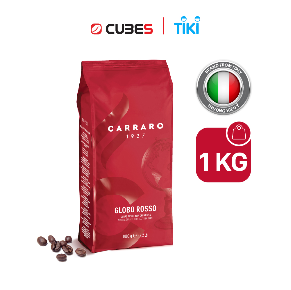 Combo 3kg Cà phê hạt Carraro Rosso, Oro, Arabica- Nhập khẩu chính hãng 100% từ thương hiệu Carraro, Ý 