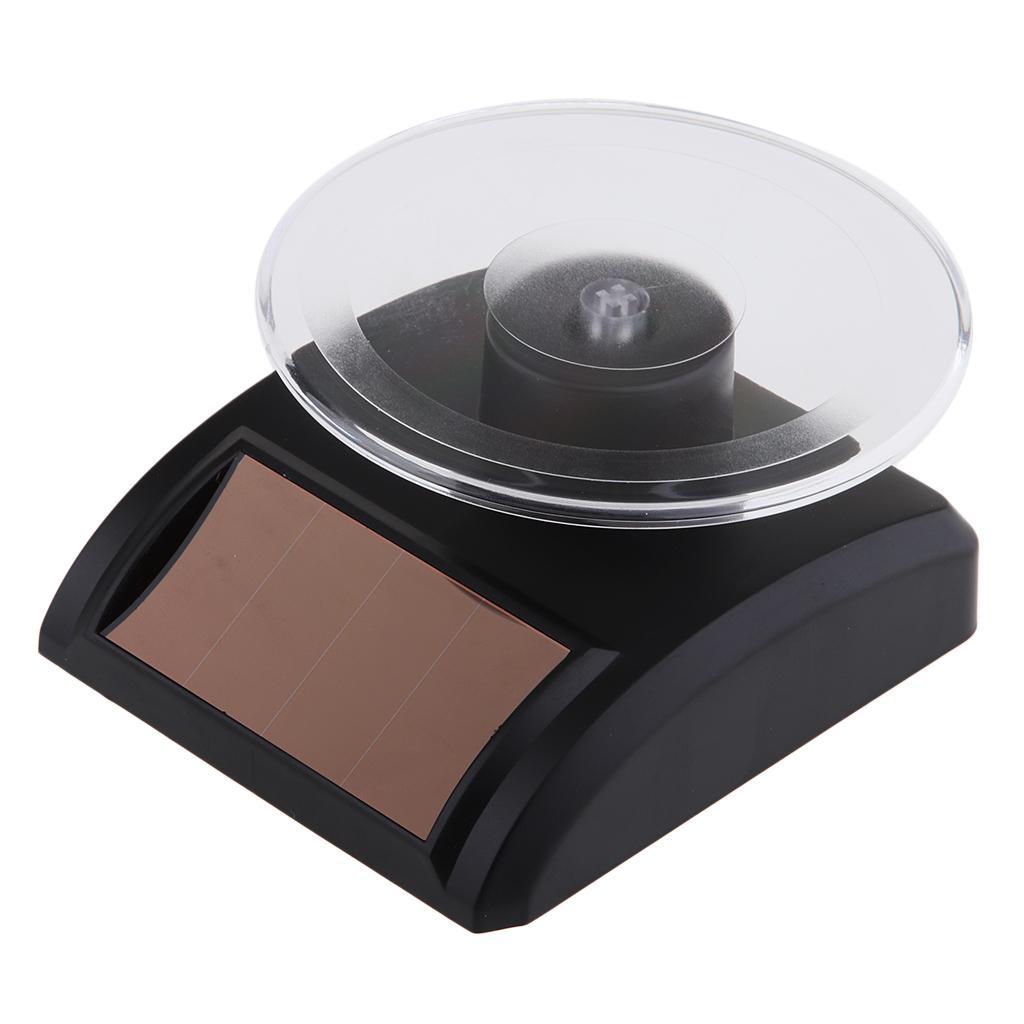 2 Pieces Mini Solar Powered Turntable Rotating Display Stand Jewelry Phones