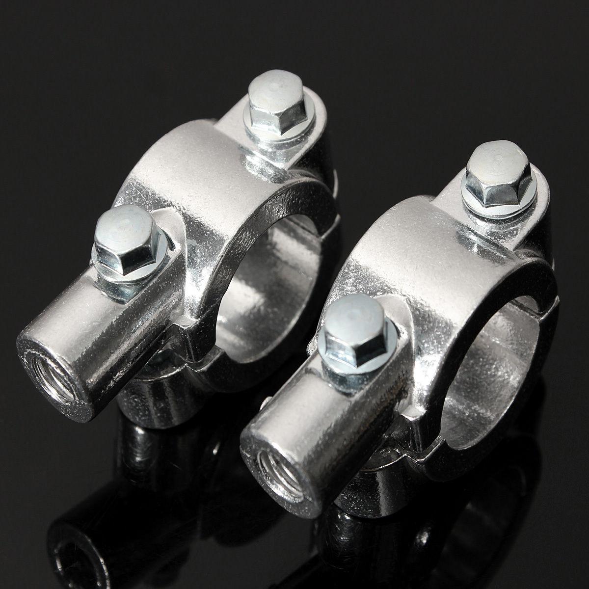 2x Mirror Mount Bracket Clamp for 7/8" Handlebar Motorcycle Chrome