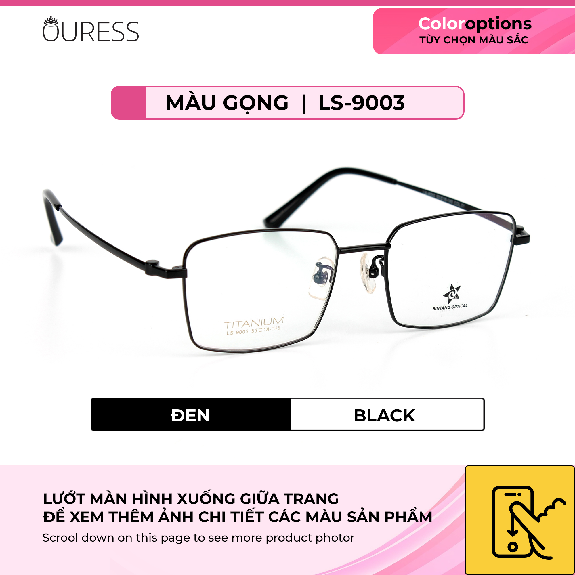 Gọng kính titanium P9015 LS9003 thời trang nam cao cấp siêu nhẹ siêu bền OURESS