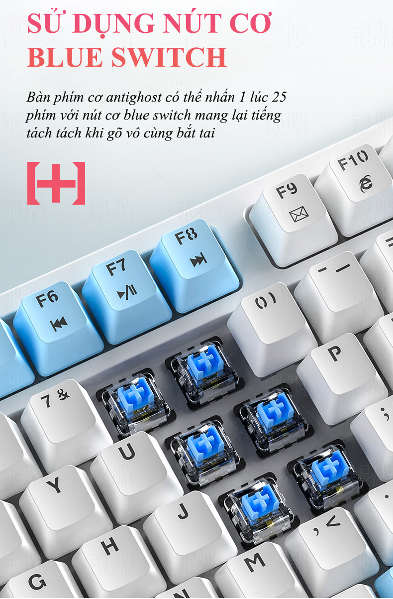 Bàn phím cơ blue switch YINDIAO K700 thiết kế mini 96 phím với nút vặn đa năng có 12 chế độ đèn LED cực đẹp - Hàng Chính Hãng