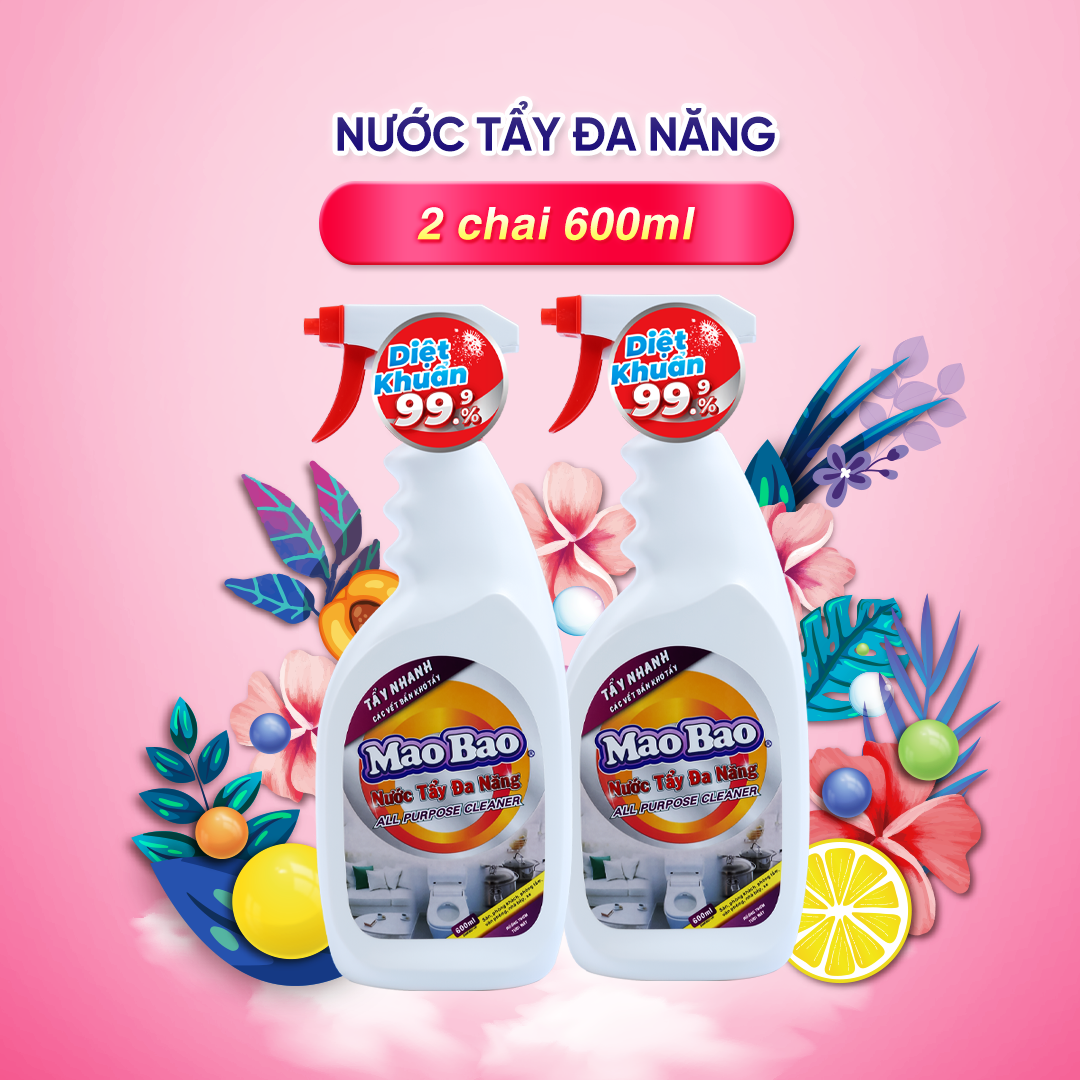 Combo 02 Chai Nước Tẩy Đa Năng Mao Bao 600ml