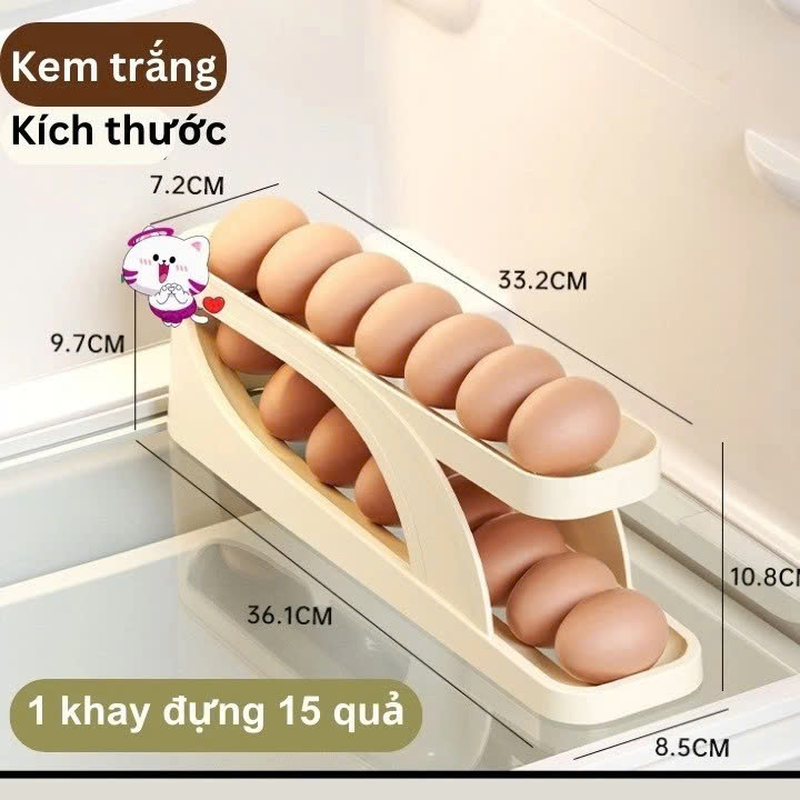 Hộp đựng trứng 15 quả - Khay nhựa đựng trứng gà, vịt để tủ lạnh tiện dụng  - Hàng loại 1 chính hãng