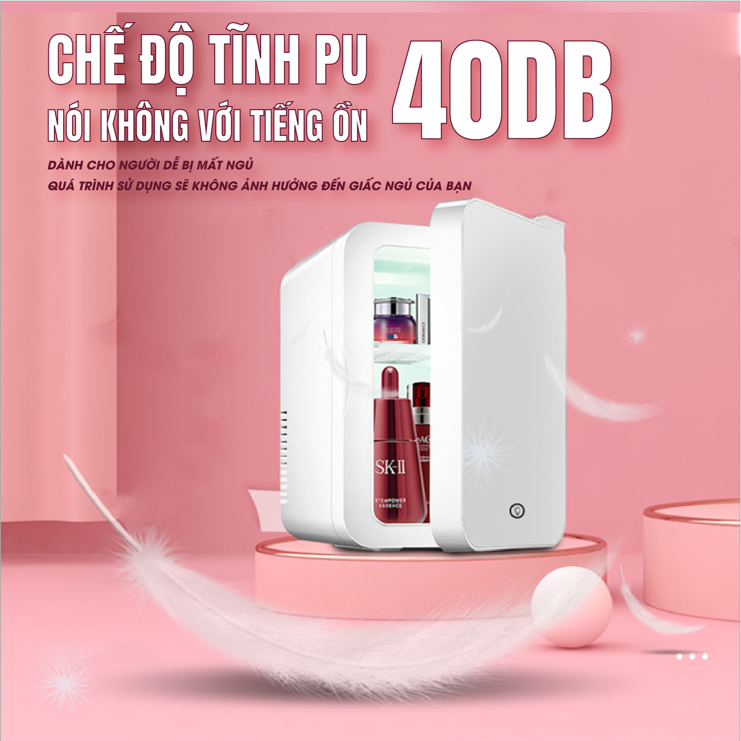 Tủ lạnh đựng mỹ phẩm tặng kèm khay để mỹ phẩm 16 ngăn trong suốt