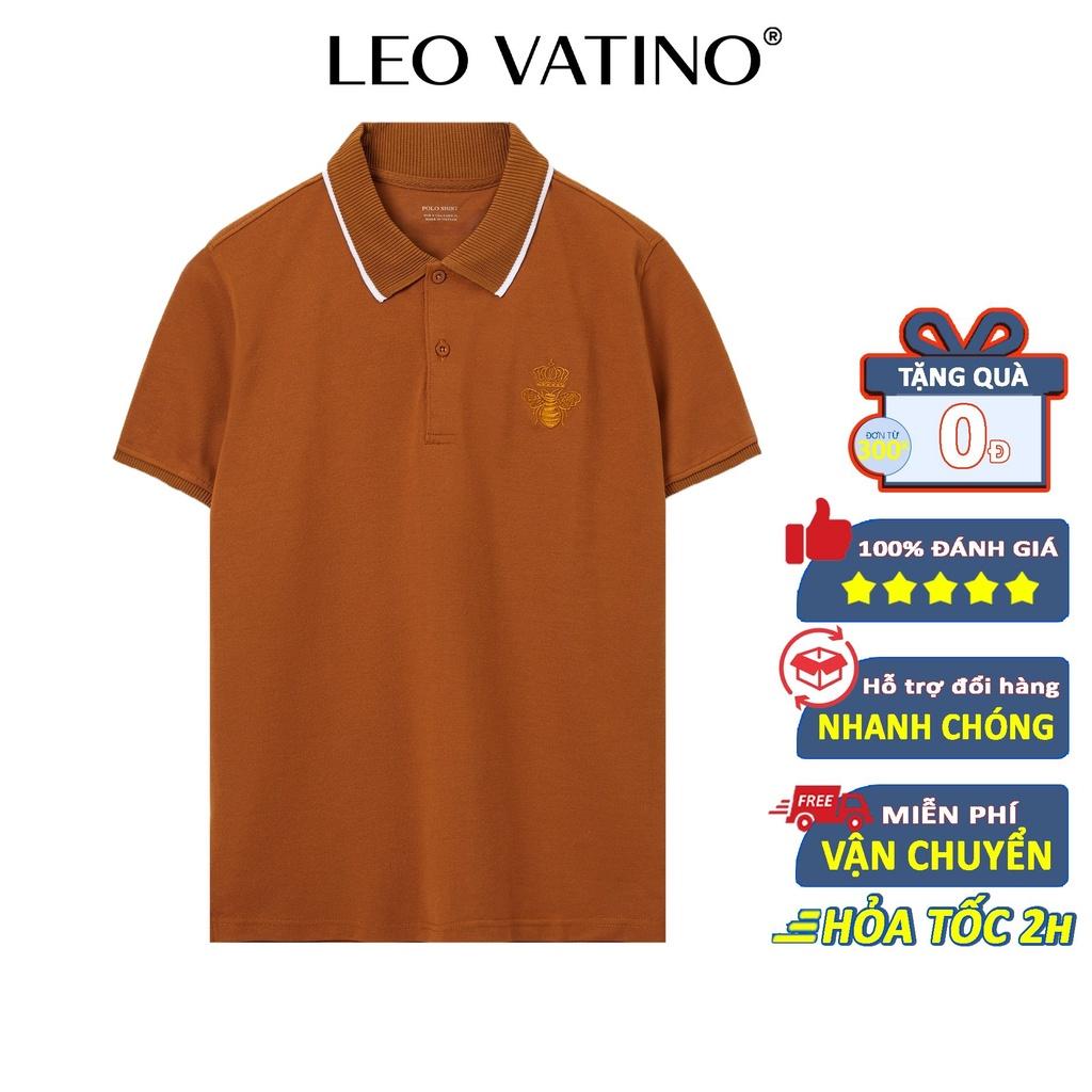 Áo polo nam Leo Vatino cotton cá sấu thêu ong thun polo cổ bẻ tay ngắn PLS09