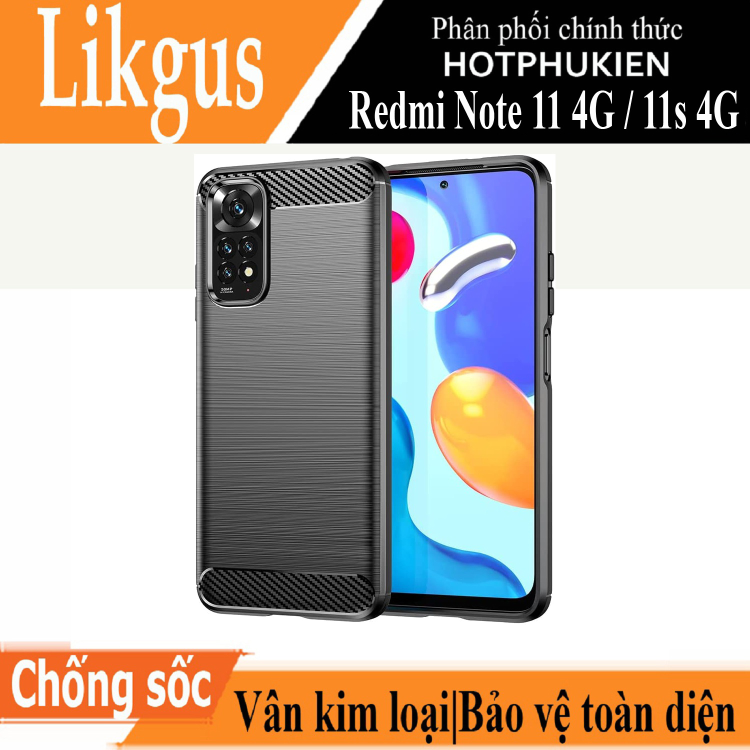 Ốp lưng chống sốc vân kim loại cho Xiaomi Redmi Note 11 4G  Note 11s 4G  Note 11 Pro hiệu Likgus bảo vệ toàn diện, chống va đập – hàng nhập khẩu – Note 11 4G  Note 11s 4G