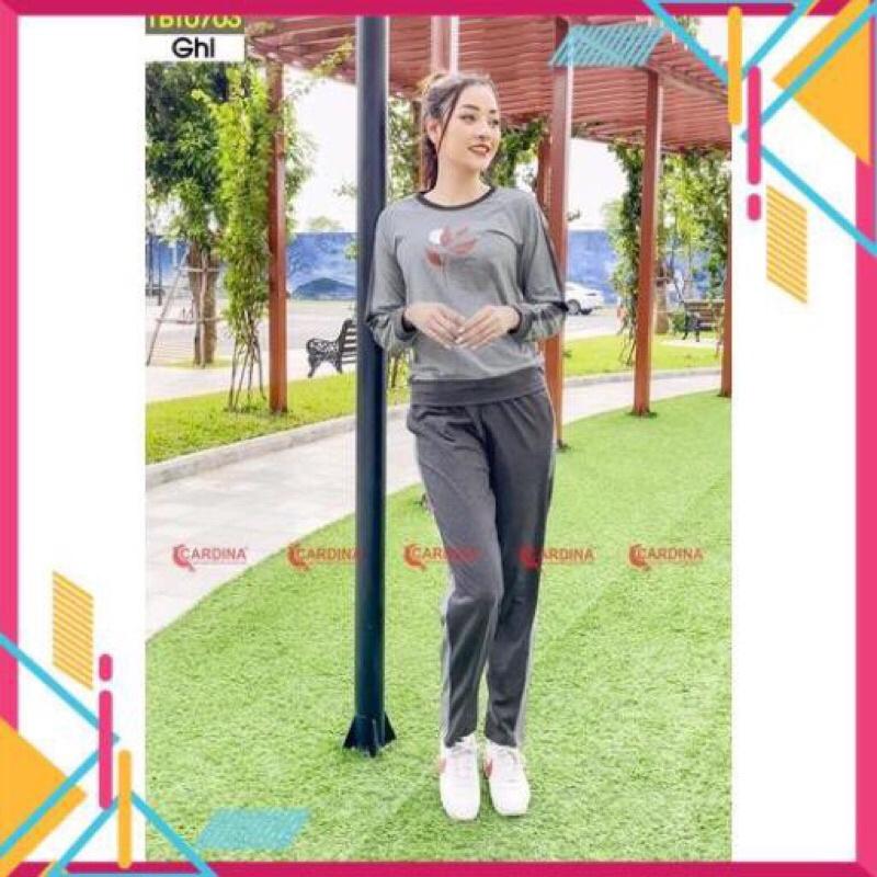 Bộ thu hình in lá CARDINA cotton cao cấp co giãn 4 chiều mã 1BT07