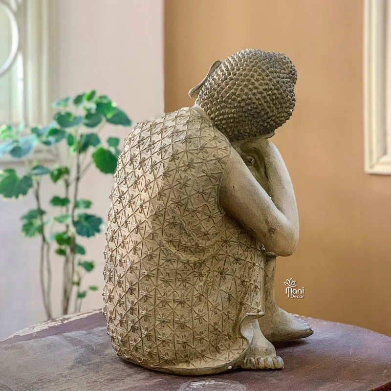 Tượng Phật an nhiên cao 35cm màu cổ thờ cúng, trang trí nhà cửa, hồ cá, thuỷ sinh, tiểu cảnh, bán cạn,terrarium