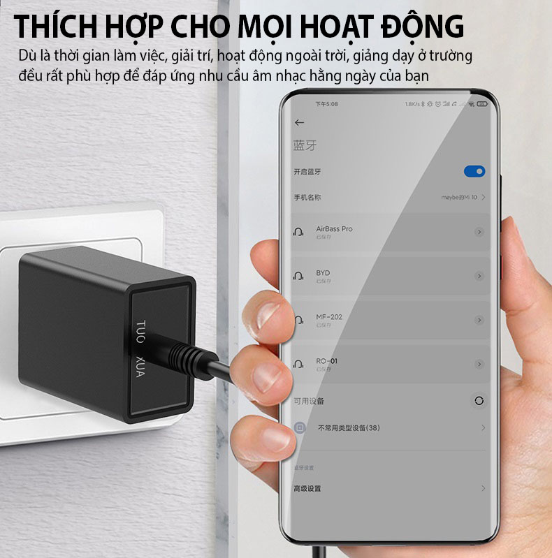 Hàng Chính Hãng - Bộ Thu Bluetooth D60-JA Bluetooth 5.0 Phạm Vi Kết Nối 15m Đa Dạng Kết Nối 3.5mm Chế Độ Chuyển Đổi Linh Hoat RX TX Đàm Thoại Rảnh Tay Âm Thanh Hi-Fi Hỗ Trợ Đa Định Dạng MP3 WMA AAC Pin Trâu 8 Tiếng Nhỏ Gọn Dễ Sử Dụng Đa Mục Đích - ROGTZ