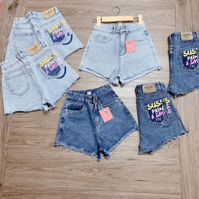 Quần shorts jeans quần shorts bò lưng siêu cao ống rộng