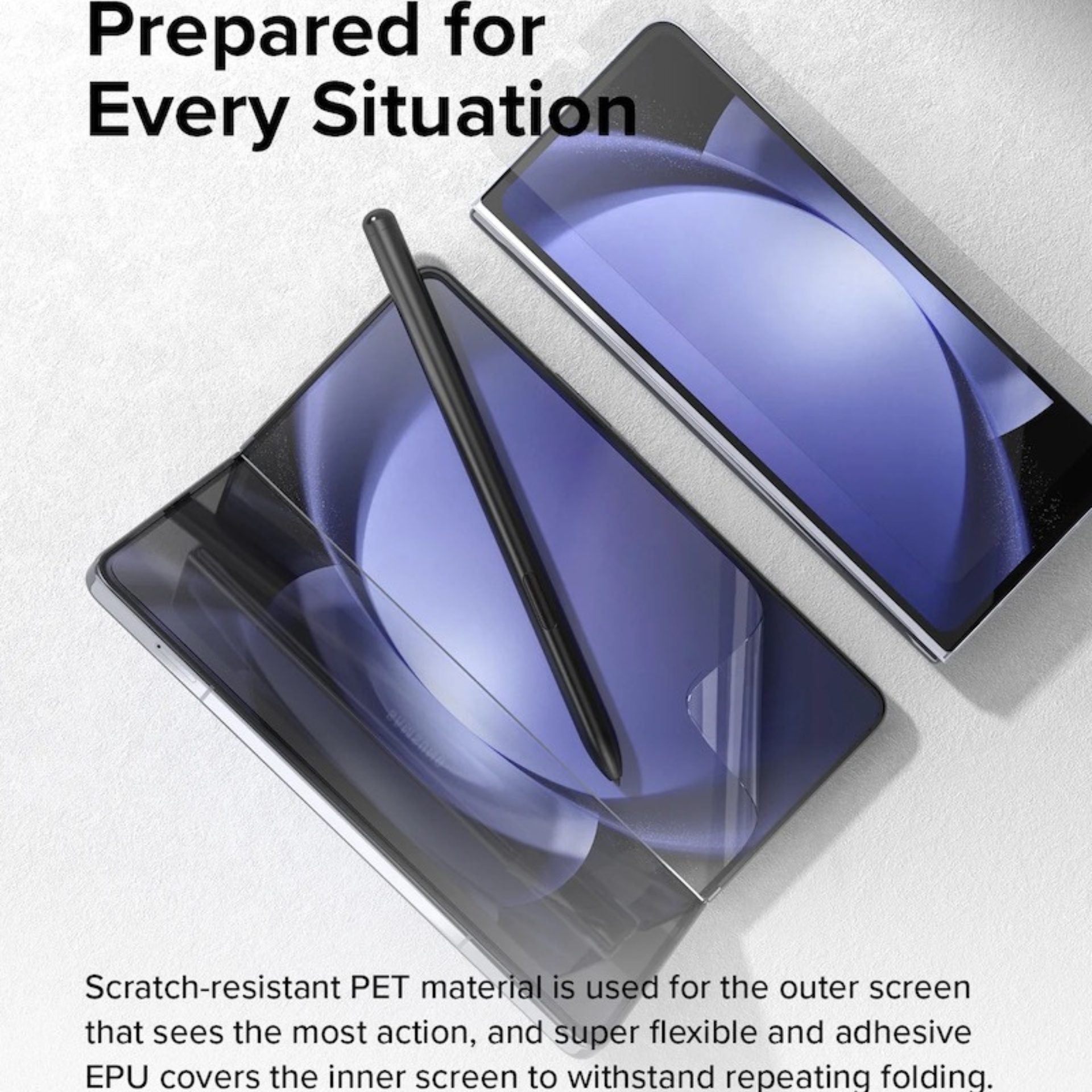 Bộ Dán Dẻo Ringke Dual Easy Film Dành Cho Samsung Galaxy Z Fold 5 5G, 1 Mặt Trong, 1 Mặt Ngoài - Hàng Chính Hãng