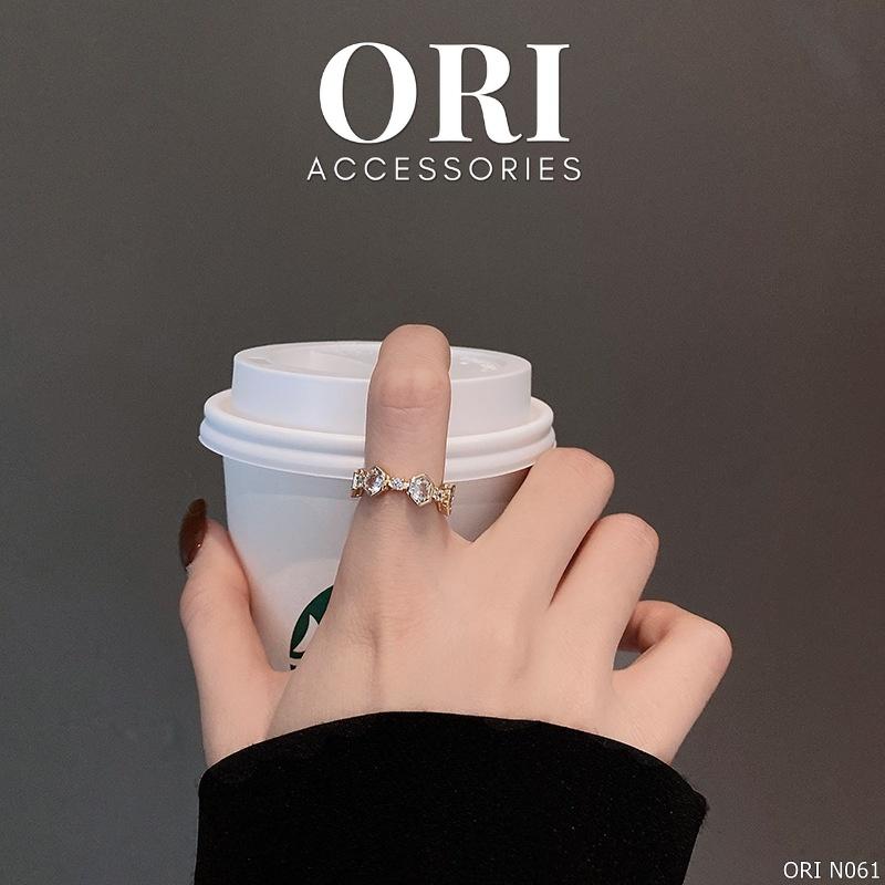 Nhẫn nữ Freesize mặt lục giác Aliyah độc đáo thời trang ORI ACCESSORIES N061