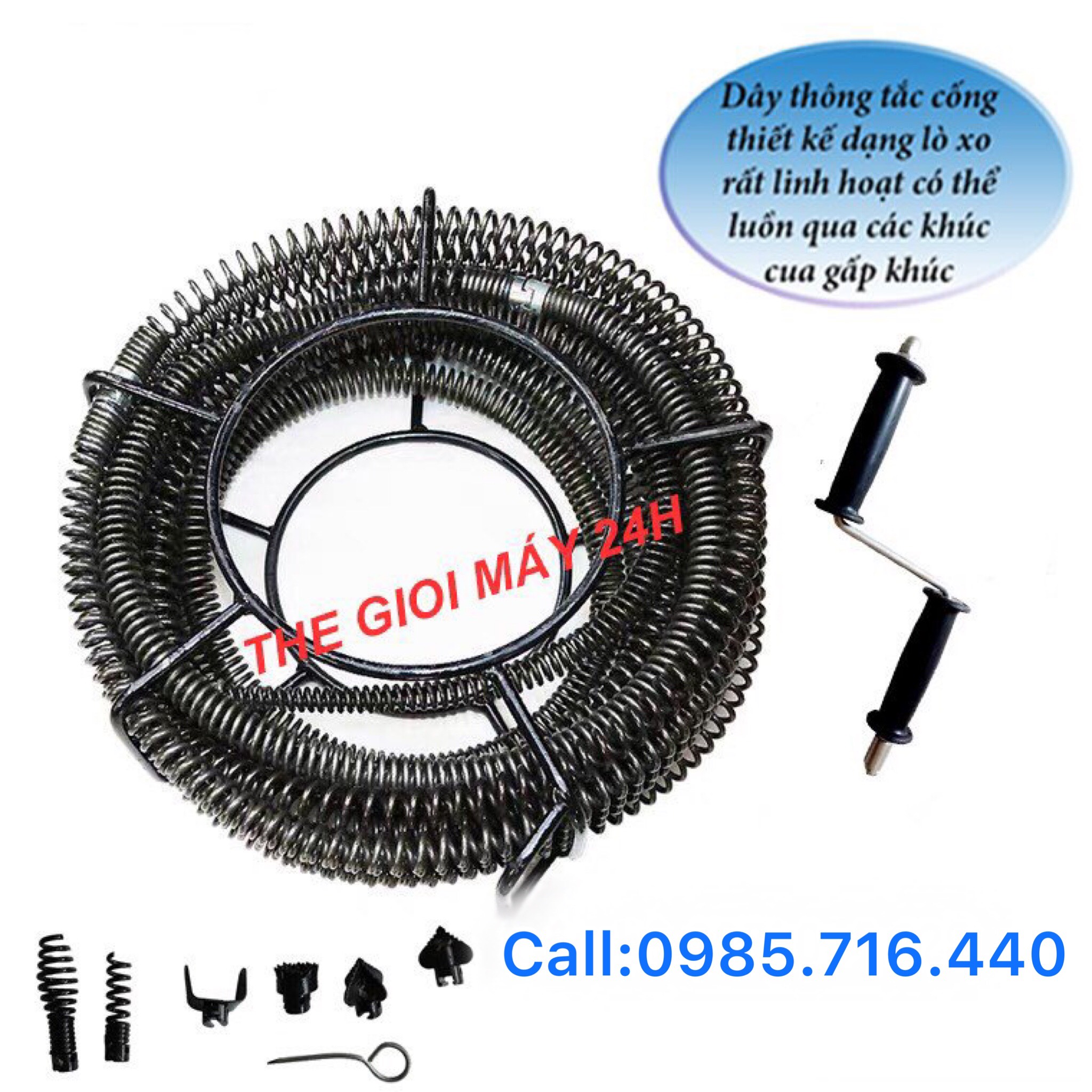 Dây thông tắc cống Ф16 dài 6m dùng tay quay