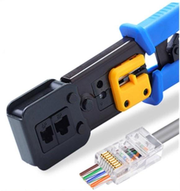 Kìm bấm hạt mạng xuyên thấu - Tặng kèm 10 hạt RJ45 xuyên thấu