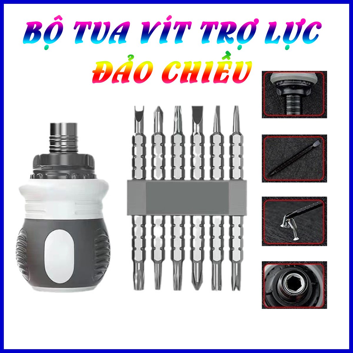 Bộ Tua Vít Trợ Lực 12 Đầu Thân Thép Siêu Cứng Có Nam Châm