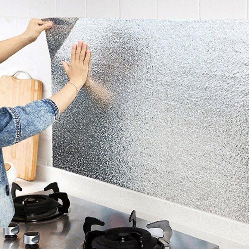 Giấy bạc dán bếp cách nhiệt dododio Cuộn decal dán tường nhà bếp chống thấm bền đẹp (1 cuộn kích thước 2mx60cm, 3mx60cm)