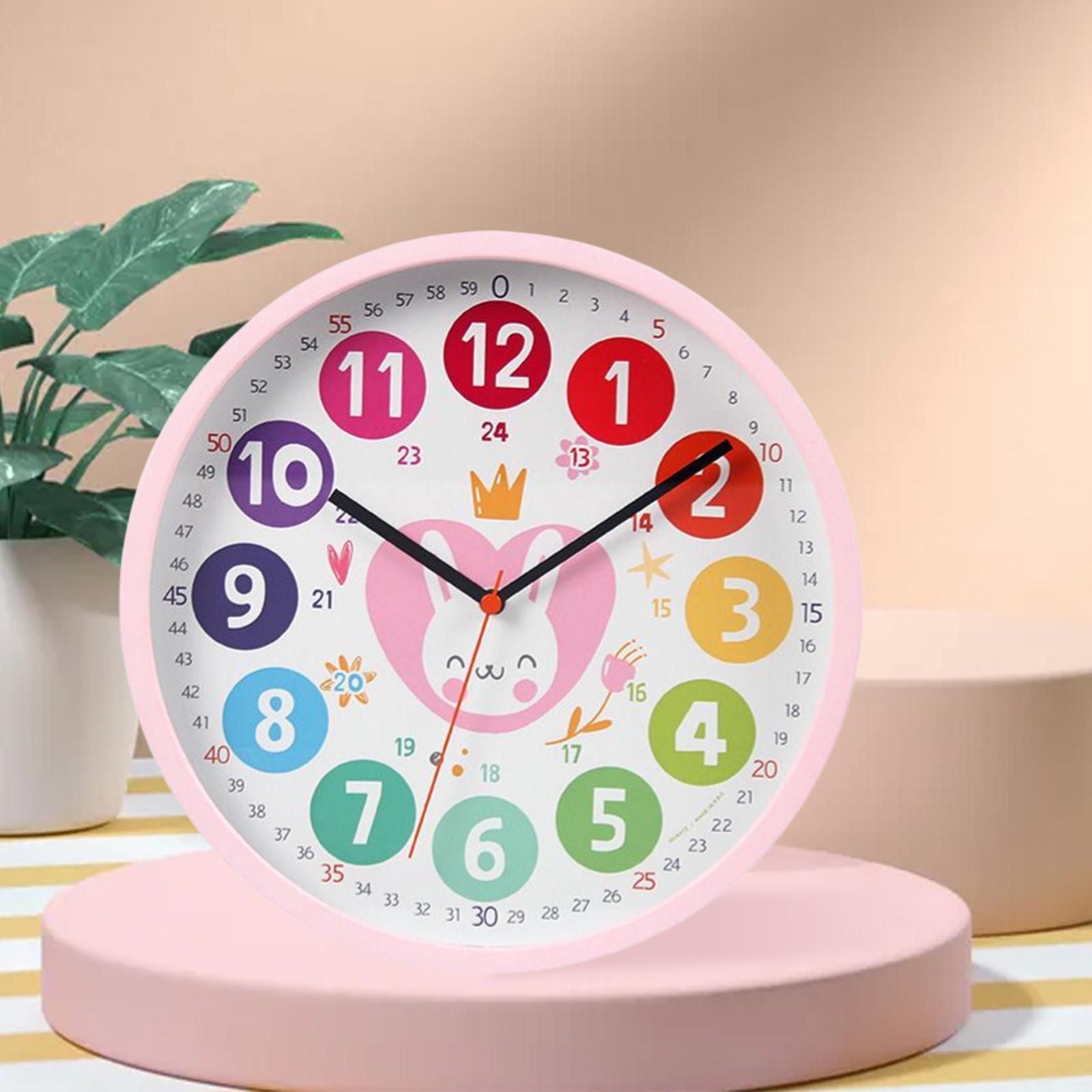 10" Telling Time Teaching Clock Wall Clock for Playroom Kids Children