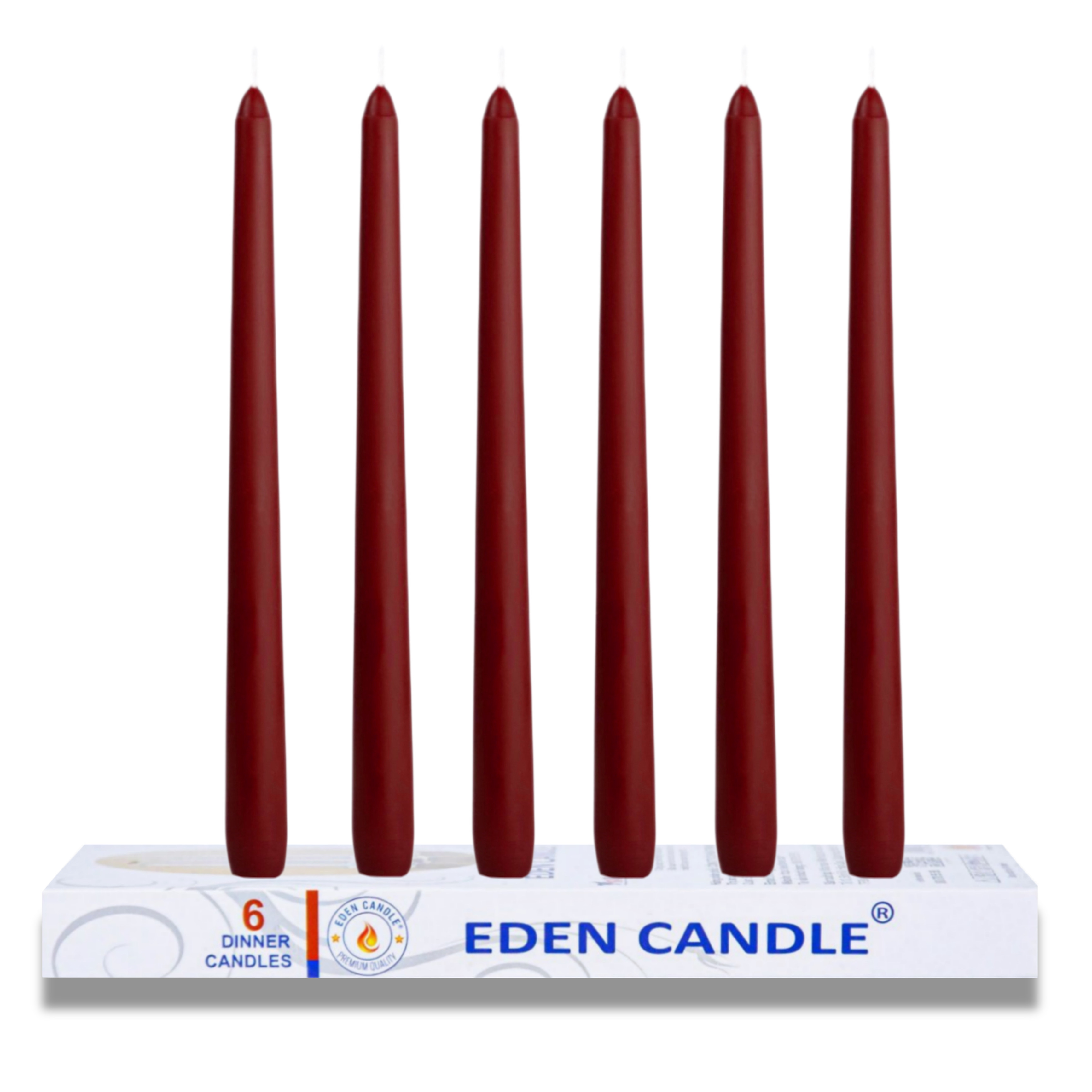 [Hộp 6 nến] Nến thơm taper Eden Candle FTRAMART EDC2331 (Đỏ bọc đô), cao 25 cm, phù hợp tất cả các chân nến theo tiêu chuẩn nến taper