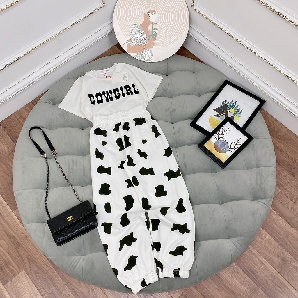 Set áo crtop "cowgirl" mix quần bò sữa đốm 3 màu hót dã man