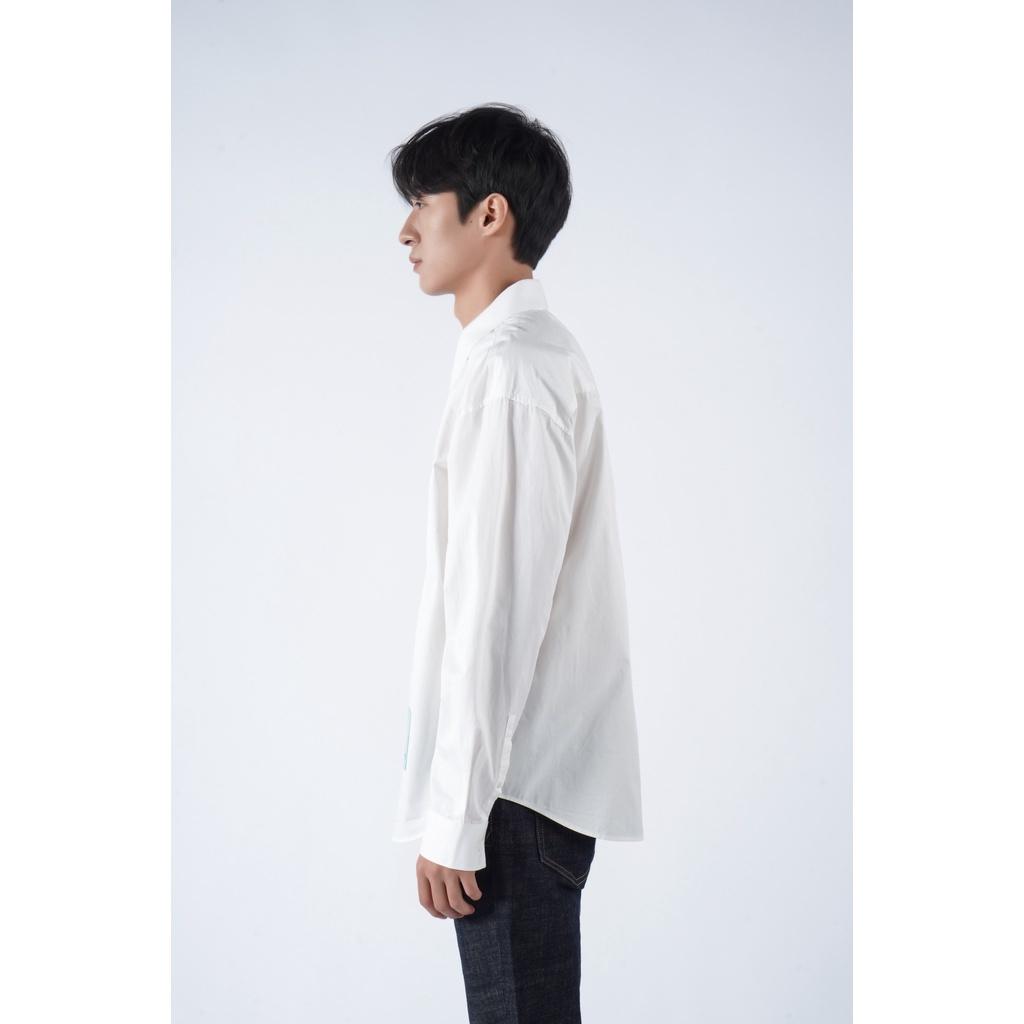 Áo sơ mi dài tay, point label. OVERSIZE form - Routine 10S21SHL011