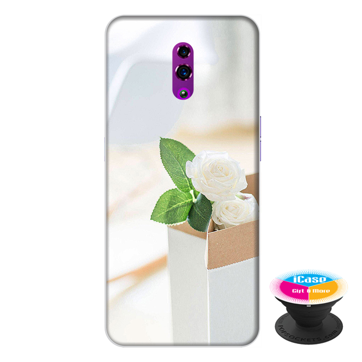 Ốp lưng cho điện thoại Oppo Reno hình Chậu hoa Cúc Trắng tặng kèm giá đỡ điện thoại iCase xinh xắn - Hàng chính hãng
