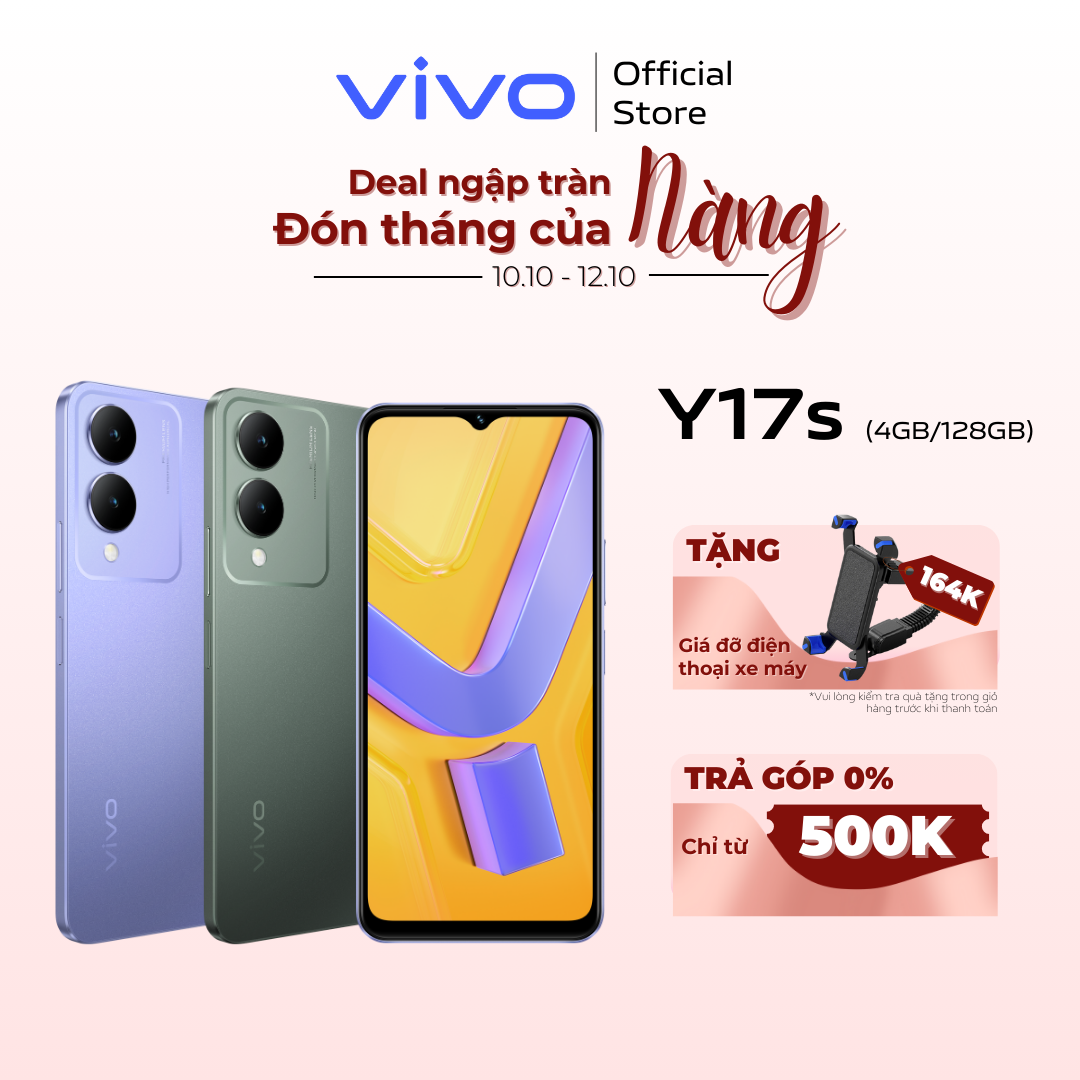 Điện thoại vivo Y17s - Hàng chính hãng - Camera 50MP - Pin 5000 mAh - Sạc nhanh- RAM mở rộng đến 8GB