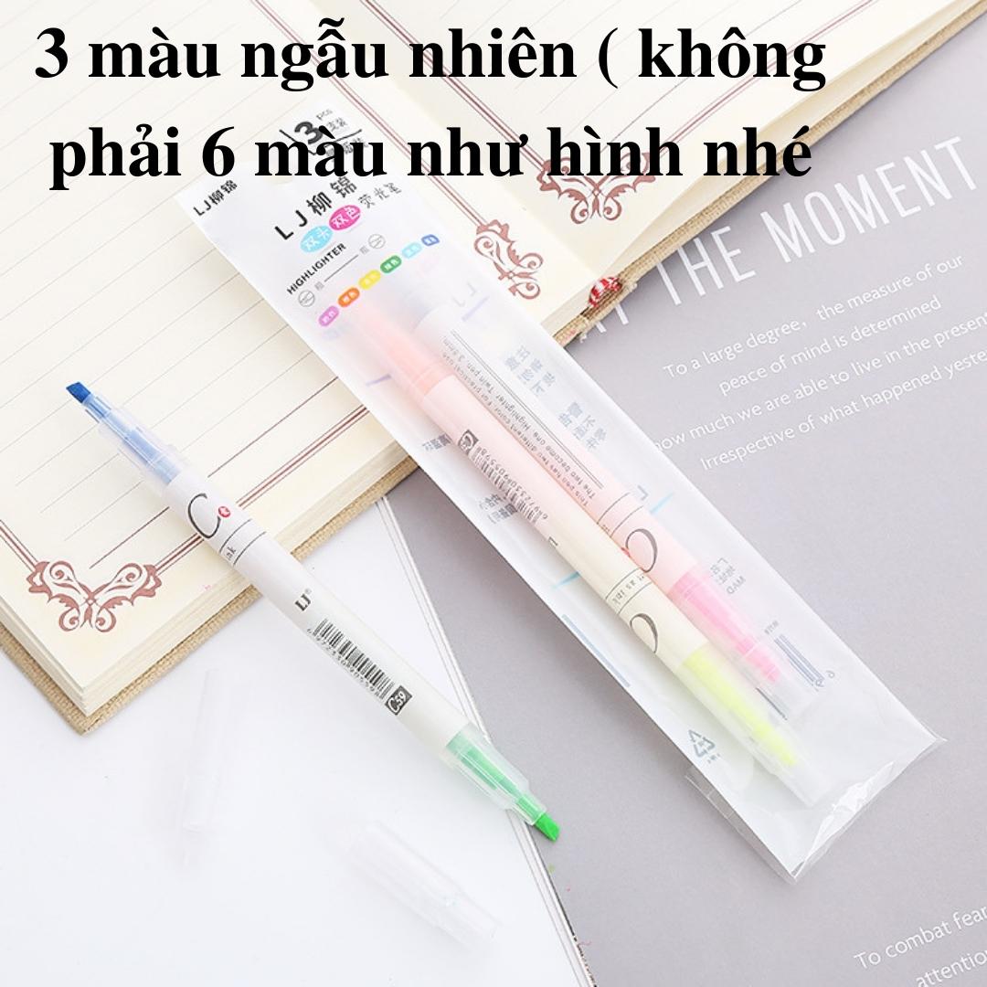 Bút Highlight Pastel Dạ Quang 2 Đầu, Bút Đánh Dấu Nhớ Cute