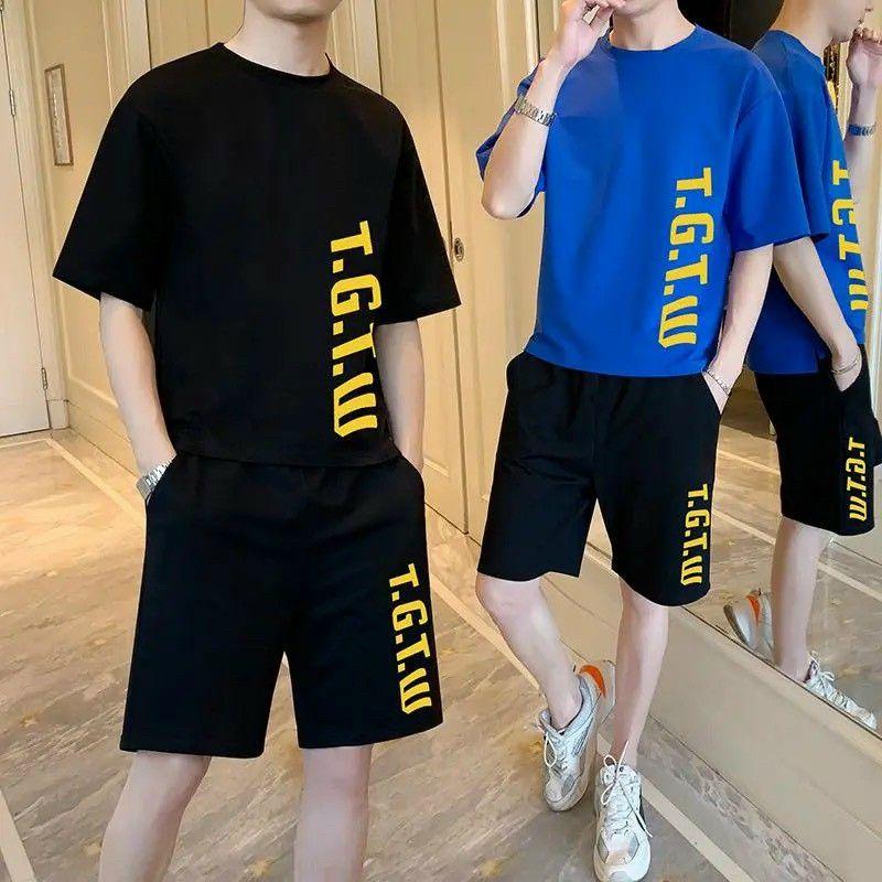 Set Đồ Bộ Mặc Nhà Nam Clothing MèoHOT RẺ ĐẸPĐồ Thể Thao Đá Bóng Áo thun Unisex Rộng Phối Quần Short Đùi In Chữ -Suit