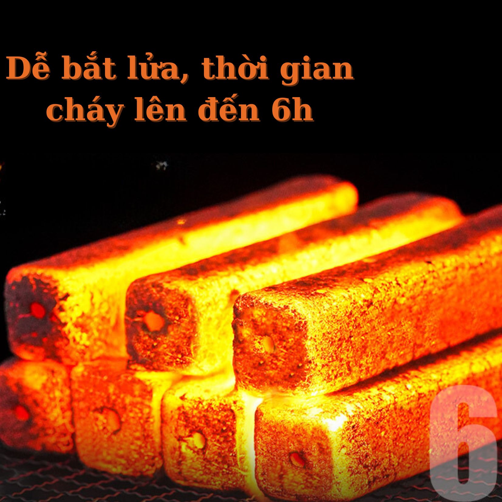 Than tre khối chữ nhật ít khói dùng nướng BBQ, an toàn, không mùi, hộp 3kg tặng kèm găng tay
