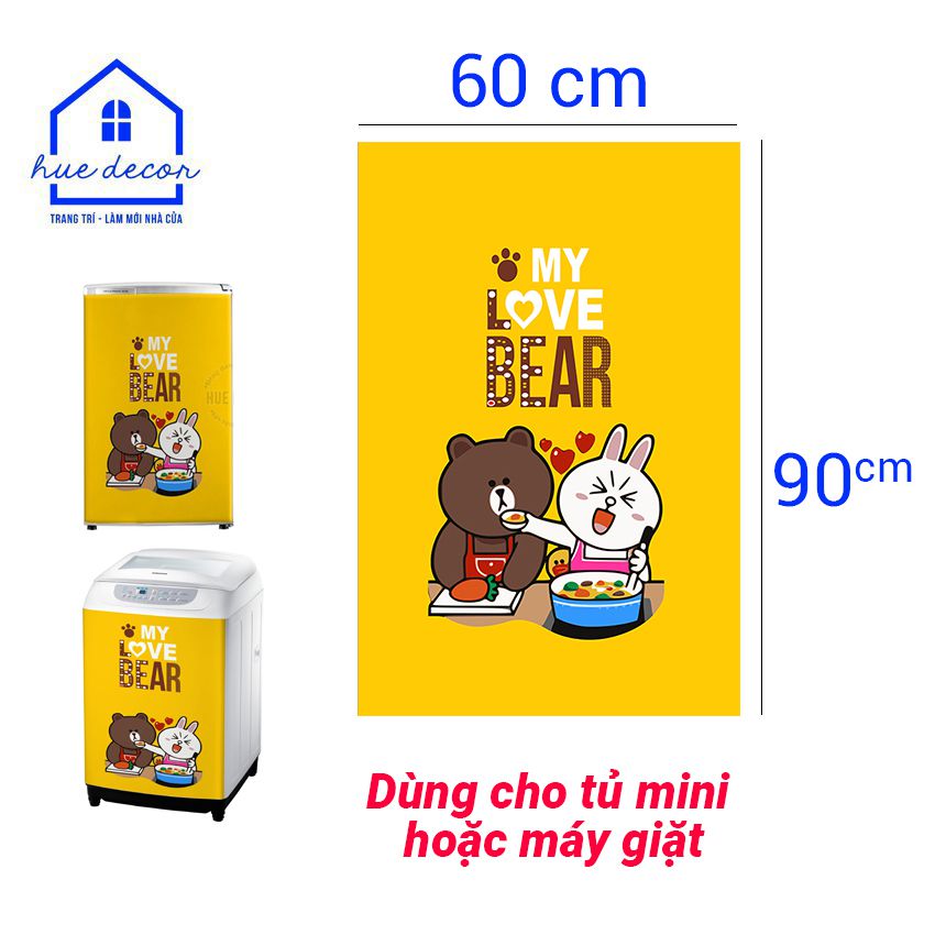 Decal Dán Tủ Lạnh Siêu Cute Gấu  Brown Hue Decor Chống Nước, Siêu Bền, Màu Sắc Trẻ Trung, Cá Tính, Năng Động