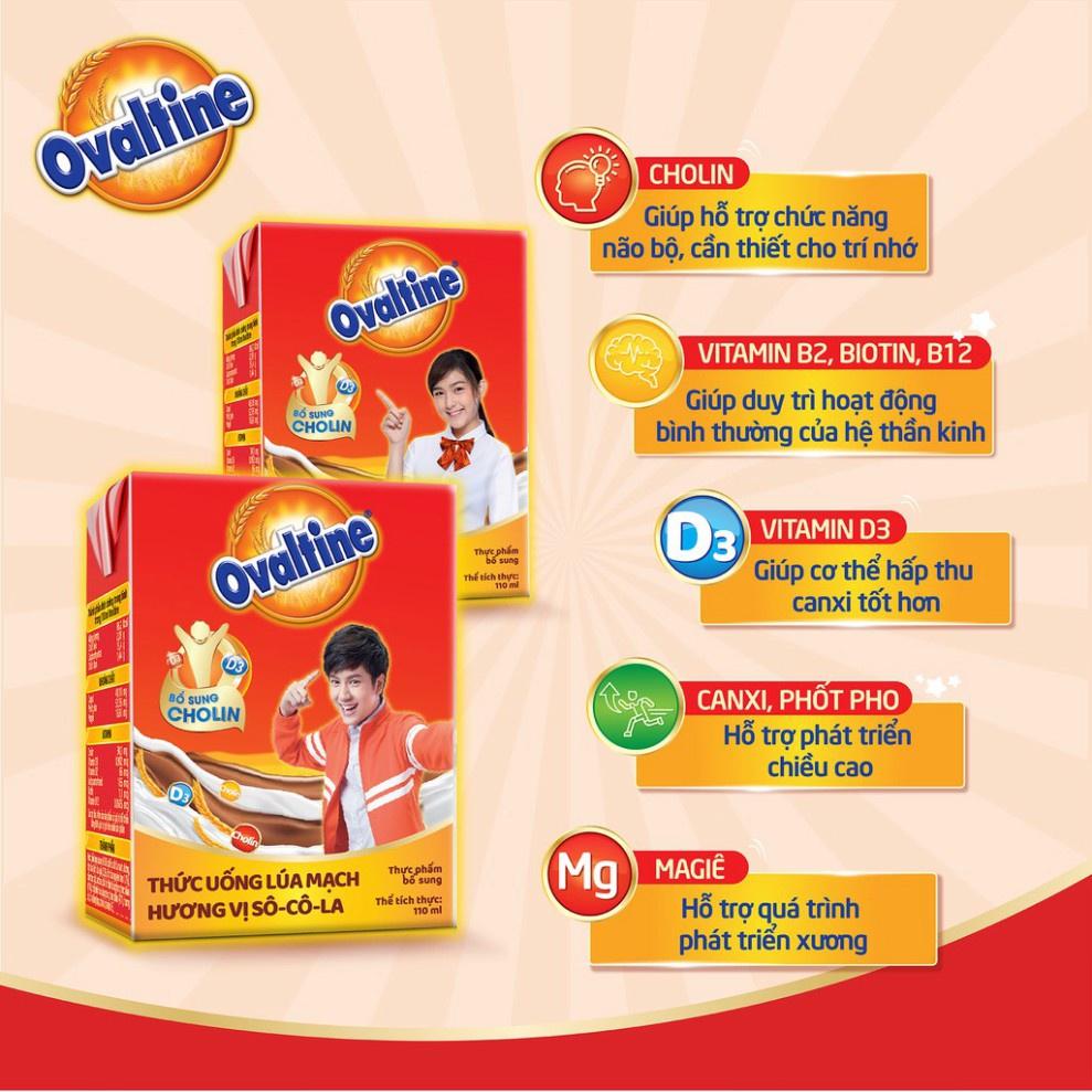 TẶNG HÌNH DÁN Sữa lúa mạch socola Ovaltine (hộp giấy 110mlx4)