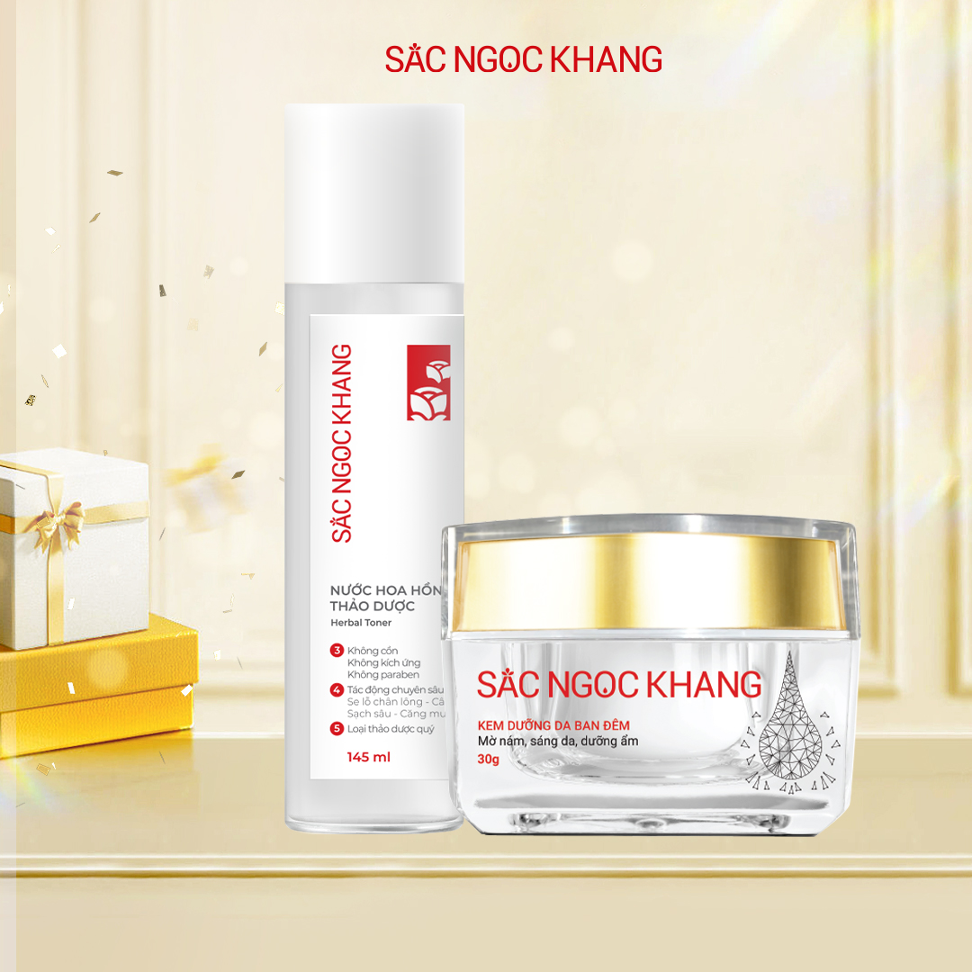 Bộ đôi kết hợp Kem dưỡng da ban đêm Sắc Ngọc Khang  30g + Nước hoa hồng 145ml (Sắc Ngọc Khang)