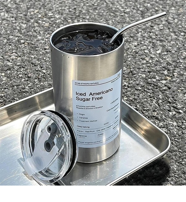Ly giữ nhiệt iced americano inox 304 cao cấp, cốc giữ nhiệt 600ml có ống hút tiện lợi GD699-lytru600