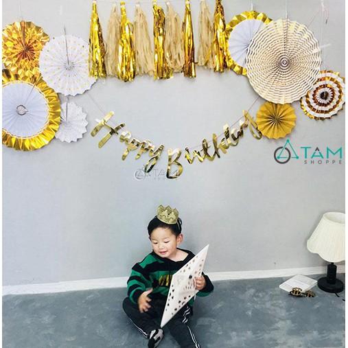 Dây chữ Happy Birthday bằng giấy ép kim