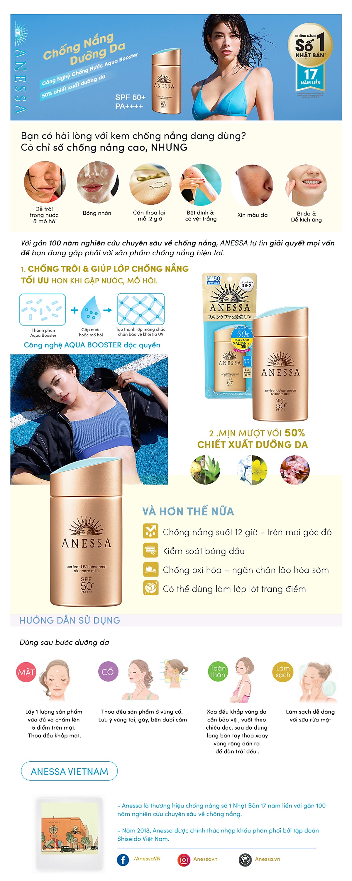 Kem Chống Nắng Dưỡng Da Dạng Sữa Bảo Vệ Hoàn Hảo Anessa Perfect UV Sunscreen Skincare Milk SPF 50+ Pa