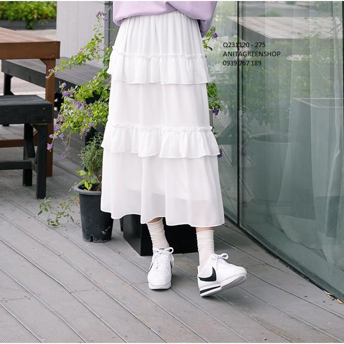 Q231120 CHÂN VÁY XẾP TẦNG NHÚN BÈO