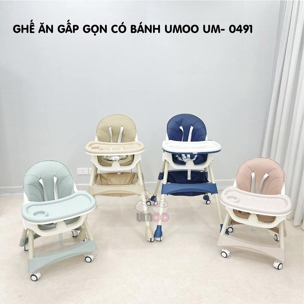 Ghế Ăn Dặm Gấp Gọn Có Bánh Xe UMOO/ V-BaBy / Honper Điều Chỉnh Độ Cao 2 Cấp Độ - Hàng nhập khẩu